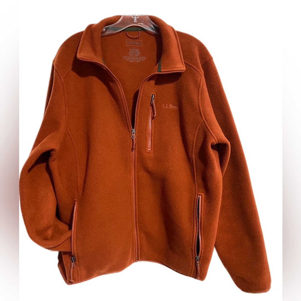 LL Bean Zip Up Fleece Polartec Jacket Zip Pockets Large